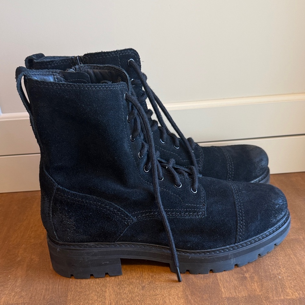 Clarks Black Suede Orianna Lace up combat Boots